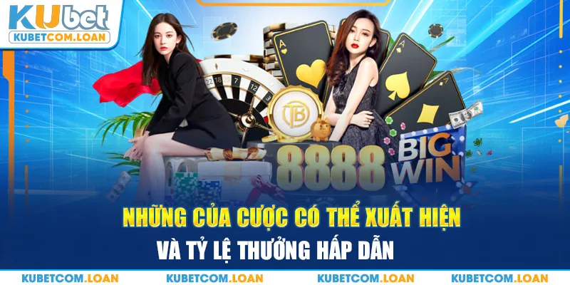 Những cửa cược có thể xuất hiện và tỷ lệ thưởng hấp dẫn